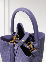 Lambskin Leather Bucket Bag Handwoven, Small Shoulder Bag,  Woven Purse Women Classic bag Crossbody Designer  Bag, Birthday Gift For Her