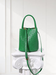 Lambskin Leather Bucket Bag Handwoven, Small Shoulder Bag,  Woven Purse Women Classic bag Crossbody Designer  Bag, Birthday Gift For Her