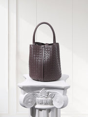 Lambskin Leather Bucket Bag Handwoven, Small Shoulder Bag,  Woven Purse Women Classic bag Crossbody Designer  Bag, Birthday Gift For Her