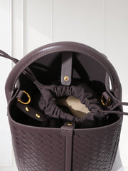 Lambskin Leather Bucket Bag Handwoven, Small Shoulder Bag,  Woven Purse Women Classic bag Crossbody Designer  Bag, Birthday Gift For Her