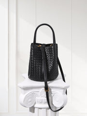 Lambskin Leather Bucket Bag Handwoven, Small Shoulder Bag,  Woven Purse Women Classic bag Crossbody Designer  Bag, Birthday Gift For Her