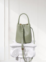 Lambskin Leather Bucket Bag Handwoven, Small Shoulder Bag,  Woven Purse Women Classic bag Crossbody Designer  Bag, Birthday Gift For Her