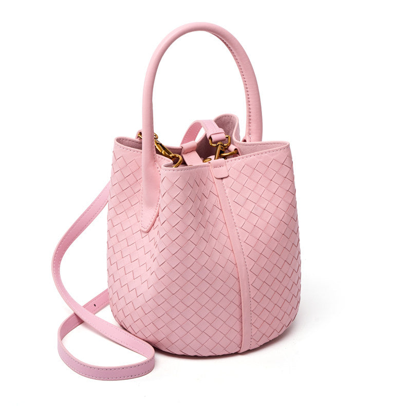 Lambskin Leather Bucket Bag Handwoven, Small Shoulder Bag,  Woven Purse Women Classic bag Crossbody Designer  Bag, Birthday Gift For Her