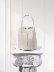 Lambskin Leather Bucket Bag Handwoven, Small Shoulder Bag,  Woven Purse Women Classic bag Crossbody Designer  Bag, Birthday Gift For Her