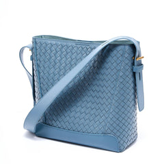 Lambskin Leather Handwoven Bucket Bag | Classic Bucket Shoulder Bag