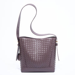 Lambskin Leather Handwoven Bucket Bag | Classic Bucket Shoulder Bag