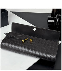 Lambskin Leather Knotted Intrecciato Evening Handbag | Woven Shoulder With Metal Buckle, Daily Fashion Designer Bag