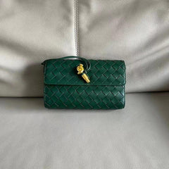 Lambskin Leather Knotted Intrecciato Evening Handbag | Woven Shoulder With Metal Buckle, Daily Fashion Designer Bag
