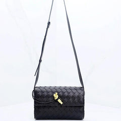 Lambskin Leather Knotted Intrecciato Evening Handbag | Woven Shoulder With Metal Buckle, Daily Fashion Designer Bag