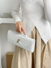 Lambskin Leather Knotted Intrecciato Evening Handbag | Woven Shoulder With Metal Buckle, Daily Fashion Designer Bag