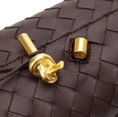 Lambskin Leather Knotted Intrecciato Evening Handbag | Woven Shoulder With Metal Buckle, Daily Fashion Designer Bag