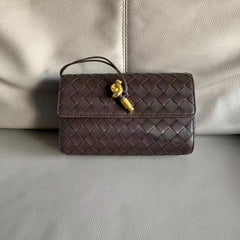 Lambskin Leather Knotted Intrecciato Evening Handbag | Woven Shoulder With Metal Buckle, Daily Fashion Designer Bag