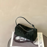 Lambskin Leather Woven Boston Bag, Mini Designer Bag, Leather Box Shoulder Bag, Classic Leather Handbag, Minimalist Genuine Leather Crossbody Purse