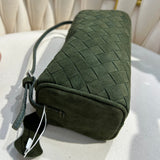Lambskin Leather Woven Boston Bag, Mini Designer Bag, Leather Box Shoulder Bag, Classic Leather Handbag, Minimalist Genuine Leather Crossbody Purse