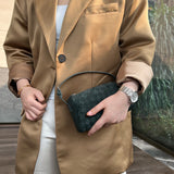 Lambskin Leather Woven Boston Bag, Mini Designer Bag, Leather Box Shoulder Bag, Classic Leather Handbag, Minimalist Genuine Leather Crossbody Purse