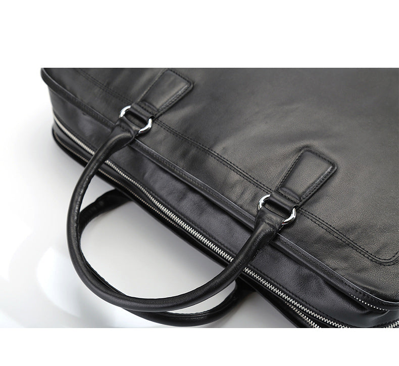 Large Cowhide Leather 17" Business Briefcase | Travel Messenger & Laptop Bag
