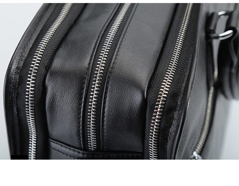 Large Cowhide Leather 17" Business Briefcase | Travel Messenger & Laptop Bag
