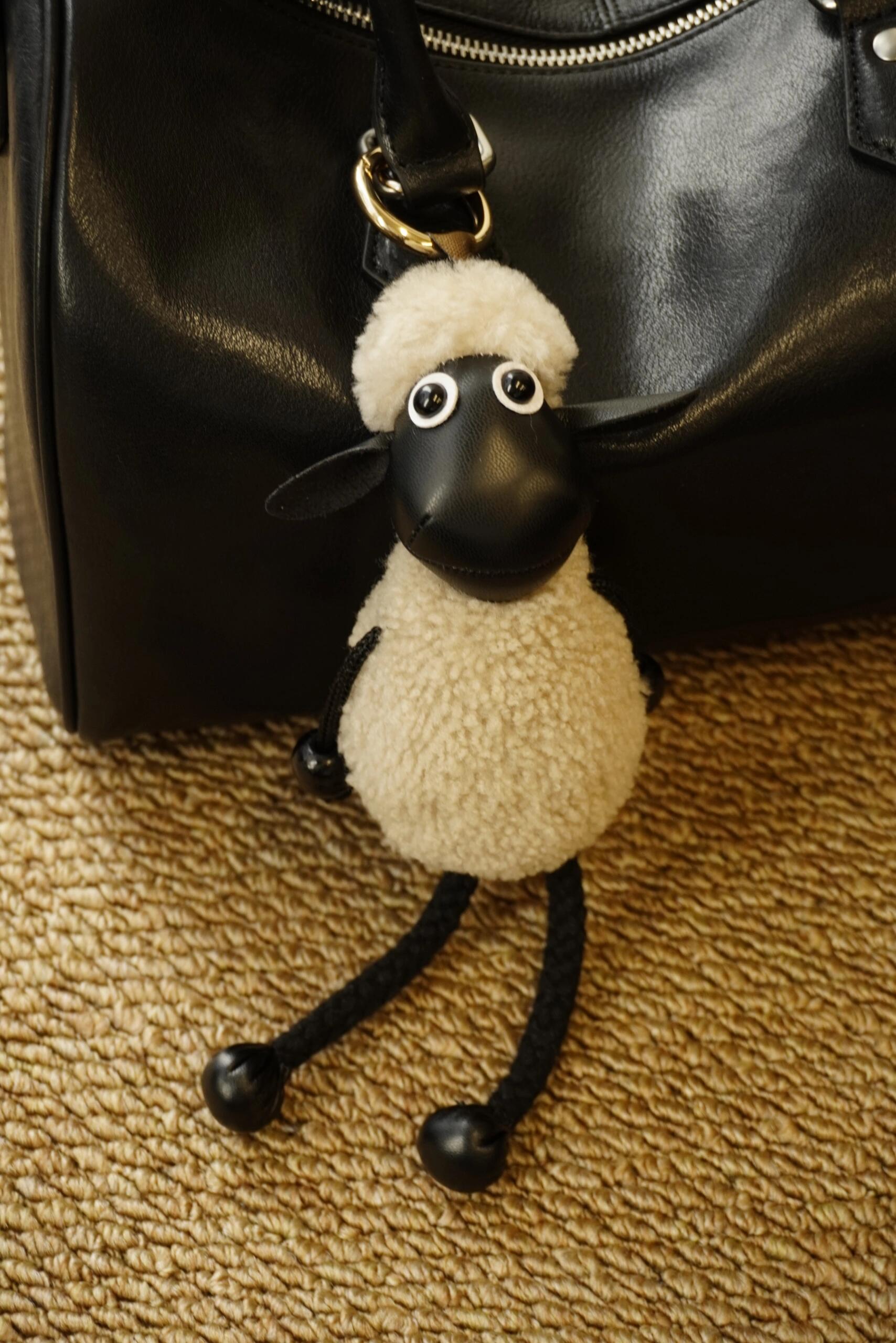 Large Cowhide Leather Boston Bag, Vintage Matte Leather Crossbody & Commuter Satchel with Sheep Charm