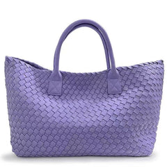 Large Handwoven Vegan Leather Tote/Weekend Bag in Onyx I Trendy Boutique Style ! Handmade Gift for Her