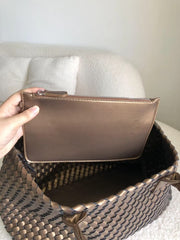 Large Handwoven Vegan Leather Tote/Weekend Bag in Onyx I Trendy Boutique Style ! Handmade Gift for Her