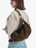 Large Suede Crossbody Purse, Black Suede Slouchy Bag & Crescent Hobo for Women