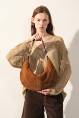 Large Suede Crossbody Purse, Black Suede Slouchy Bag & Crescent Hobo for Women
