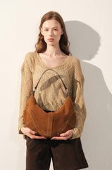 Large Suede Crossbody Purse, Black Suede Slouchy Bag & Crescent Hobo for Women