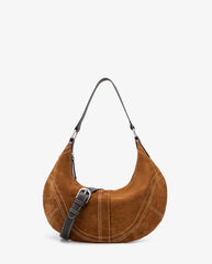 Large Suede Crossbody Purse, Black Suede Slouchy Bag & Crescent Hobo for Women