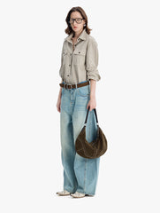 Large Suede Crossbody Purse, Black Suede Slouchy Bag & Crescent Hobo for Women