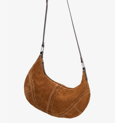 Large Suede Crossbody Purse, Black Suede Slouchy Bag & Crescent Hobo for Women