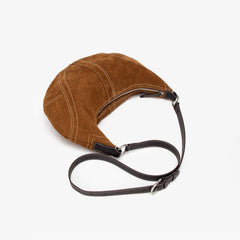 Large Suede Crossbody Purse, Black Suede Slouchy Bag & Crescent Hobo for Women