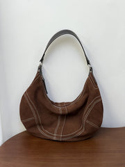 Large Suede Crossbody Purse, Black Suede Slouchy Bag & Crescent Hobo for Women