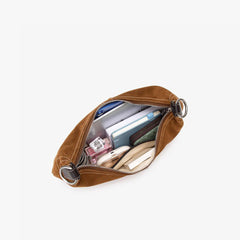 Large Suede Crossbody Purse, Black Suede Slouchy Bag & Crescent Hobo for Women