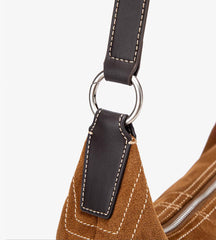 Large Suede Crossbody Purse, Black Suede Slouchy Bag & Crescent Hobo for Women