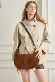 Large Suede Crossbody Purse, Black Suede Slouchy Bag & Crescent Hobo for Women
