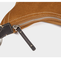 Large Suede Crossbody Purse, Black Suede Slouchy Bag & Crescent Hobo for Women