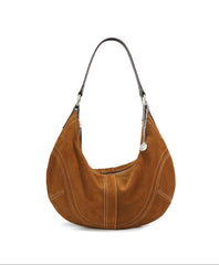 Large Suede Crossbody Purse, Black Suede Slouchy Bag & Crescent Hobo for Women