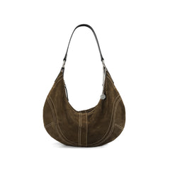 Large Suede Crossbody Purse, Black Suede Slouchy Bag & Crescent Hobo for Women