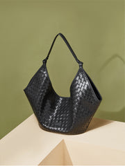 Large Woven Leather Tote Bag, Hobo Bag for Women – Soft Genuine Leather Shoulder Bag, Summer 2025 Fashion Handbag for Work, Travel & Daily Use
