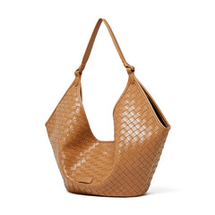 Large Woven Leather Tote Bag, Hobo Bag for Women – Soft Genuine Leather Shoulder Bag, Summer 2025 Fashion Handbag for Work, Travel & Daily Use