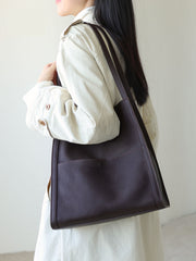 Leather Tote Bag Grain Cowhide Leather Tote Bag, Leather Shoulder Bag, Minimalist Lady Bag, Laptop Bag, Gift For Her, Cloud Oslo