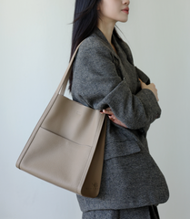 Leather Tote Bag Grain Cowhide Leather Tote Bag, Leather Shoulder Bag, Minimalist Lady Bag, Laptop Bag, Gift For Her, Cloud Oslo