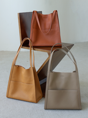 Leather Tote Bag Grain Cowhide Leather Tote Bag, Leather Shoulder Bag, Minimalist Lady Bag, Laptop Bag, Gift For Her, Cloud Oslo