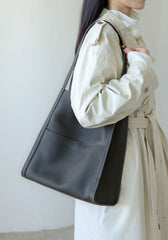 Leather Tote Bag Grain Cowhide Leather Tote Bag, Leather Shoulder Bag, Minimalist Lady Bag, Laptop Bag, Gift For Her, Cloud Oslo