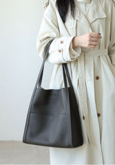 Leather Tote Bag Grain Cowhide Leather Tote Bag, Leather Shoulder Bag, Minimalist Lady Bag, Laptop Bag, Gift For Her, Cloud Oslo