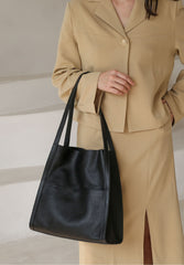 Leather Tote Bag Grain Cowhide Leather Tote Bag, Leather Shoulder Bag, Minimalist Lady Bag, Laptop Bag, Gift For Her, Cloud Oslo