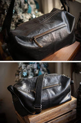 Lightweight Men's Soft Full-Grain Leather Travel Bag, Handmade Durable Cowhide Crossbody, Large Gym Bag, Weekender & Laptop Shoulder Bag