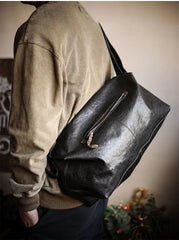 Lightweight Men's Soft Full-Grain Leather Travel Bag, Handmade Durable Cowhide Crossbody, Large Gym Bag, Weekender & Laptop Shoulder Bag