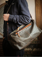 Lightweight Men's Soft Full-Grain Leather Travel Bag, Handmade Durable Cowhide Crossbody, Large Gym Bag, Weekender & Laptop Shoulder Bag