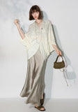 Luxe Women's Asymmetrical Jacquard Knit Top, Silky and Soft Batwing Sleeve Draped Loose Fit Top